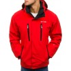 Červená zateplená pánská zimní bunda na lyžování s kapsami