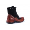 Šněrovací pánské kožené boty červeno černé barvě na nízkém podpatku
