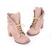 Kožené boty pro dámy béžové barvy na vysokém podpatku
