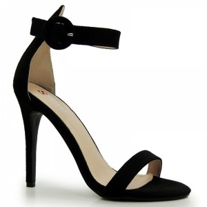Jednoduché dámské sandály na podpatku v černé barvě