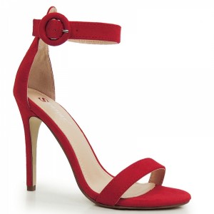 Společenské dámské sandály na vysokém podpatku v červené barvě