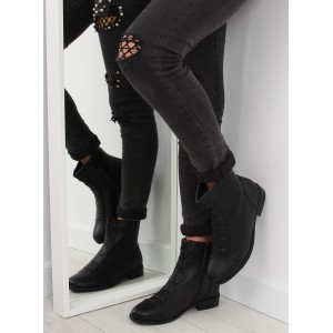 Moderní černá dámská zimní obuv se zapínáním na zip a nízkým podpatkem