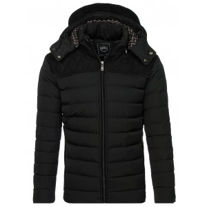 Černá pánská bunda na zimu s kapsy na zip