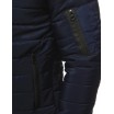 Tmavě modrá pánská přechodná bunda s kapsami a černým zipem