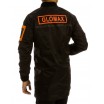 Černá pánská přechodná bunda dlouhého střihu s oranžovými detaily
