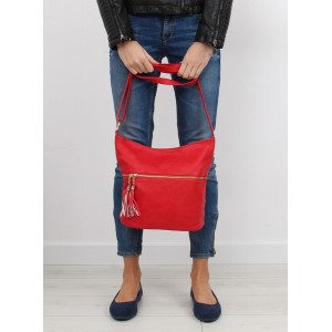 Luxusní dámské kabelky na rameno červené barvy se zipem na přední straně