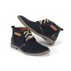 Kotníkové pánské kožené boty COMODO E SANO v modré barvě