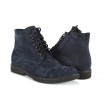 Pánské zimní kožené boty COMODO E SANO se šňůrkami v modré barvě