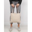 Jednoduchá béžová shopper kabelka pro ženy s vnější kapsou bez zapínání