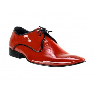 Pánske kožené extravagantné topánky červené  PT063