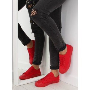 Červené dámske športové topánky na šnurovaním