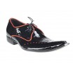 Pánske kožené extravagantné topánky čierne PT066