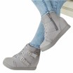 Dámské kotníkové boty na podpatku v šedé barvě s přezkami