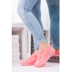 Neonově růžová dámská sportovní obuv s tlustou podrážkou a tkaničkami