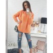 Volné oranžové dámské pletené svetry s dlouhým rukávem pro volný čas
