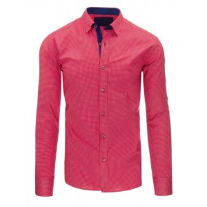Sytě růžové pánské košile s dlouhým rukávem a jemným vzorem do společnosti
