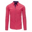 Sytě růžové pánské košile s dlouhým rukávem a jemným vzorem do společnosti