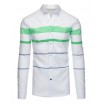Bavlněná pánská košile bílé barvy s barevnými pruhy a dlouhým rukávem