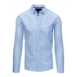 Elegantní modrá pánská košile s dlouhými rukávy a bílými proužky