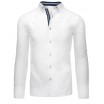 Elegantní pánská košile v bílé barvě s dlouhým rukávem a loketními nášivkami