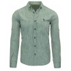 Neformální pánské košile střihu slim fit zelené barvy s dlouhým rukávem