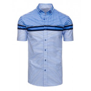 Ležérní modré pánské košile s krátkým rukávem a proužkovaným vzorem