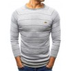 Ležérní pánský svetr v šedé barvě s pruhovaným vzorem