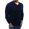 Jednoduchý tmavě modrý pánský svetr s véčkovým výstřihem na každou příležitost