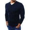 Jednoduchý tmavě modrý pánský svetr s véčkovým výstřihem na každou příležitost