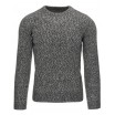 Ležérní pánský šedý svetr s kulatým výstřihem a zrnitým vzorem