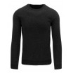 Černý pánský bavlněný svetr s jemným vzorem a kulatým výstřihem
