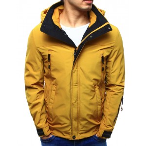 Jarní sportovní bunda pro pány v žluté barvě s kapsami na zip