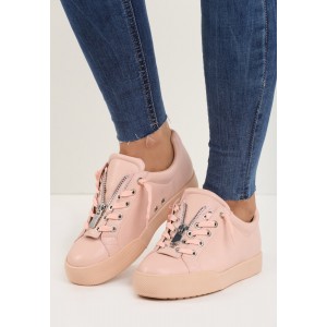 Sportovní dámské boty na hrubé podrážce v růžové barvě