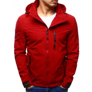 Přechodná bunda s kapucí a zapínáním na zip červené barvy