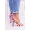 Dámské sandály na podpatku v ružové barvě