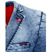 Rifľové pánské sako v modré barvě s kapsami a knoflíkem