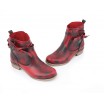 Dámské kožené boty s vázáním v červené barvě
