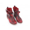 Dámské kožené boty s vázáním v červené barvě