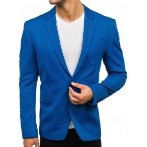 Moderní pánské slim sako světle modré barvy