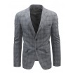 Pánské moderní sako s károvaným vzorem v šedé barvě