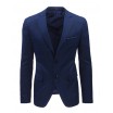 Bavlněné sako pro pány modré barvy s károvaným motivem
