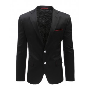 Moderní pánské sako s náprsní kapsou v černé barvě