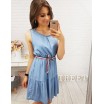 Letní šaty na ramínka modré barvy