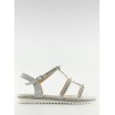 Elegantní dámské sandály na rovné podrážce šedé barvy