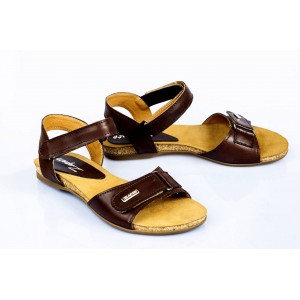 Dámské kožené sandály tmavě hnědé DT083