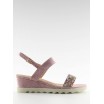 Dámské letní sandály na nízké platformě růžové barvy