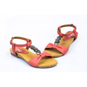 Dámské kožené sandály červené DT098