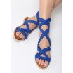 Sandály gladiátorky modré barvy s vázáním