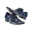 Pánské kožené společenské boty lesklé modré 479