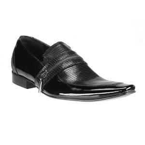 Pánské kožené extravagantní boty černé PT061